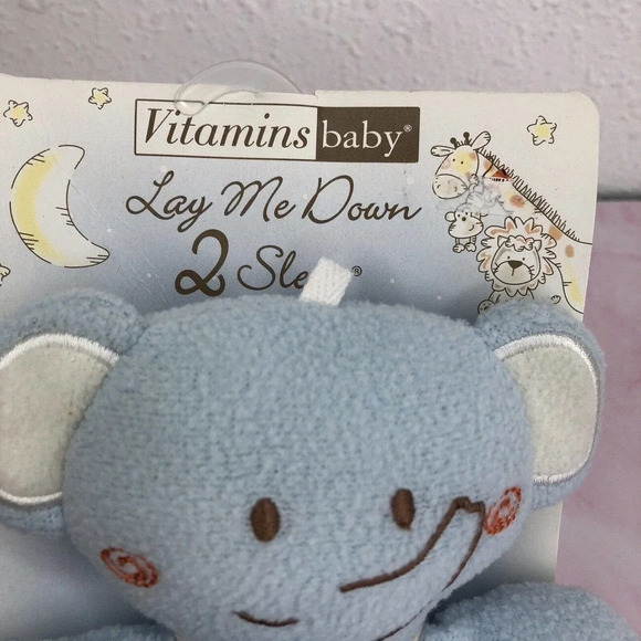 NWT Vitamins Baby lovey security blanket blue elephant set of two 2012 rare - Picture 6 of 10